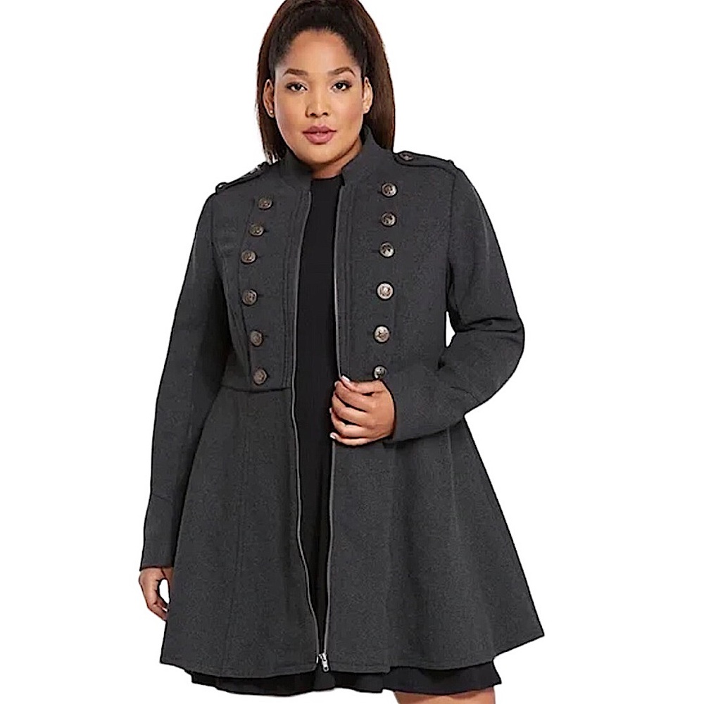 Torrid Charcoal Grey Military Jacket Coat